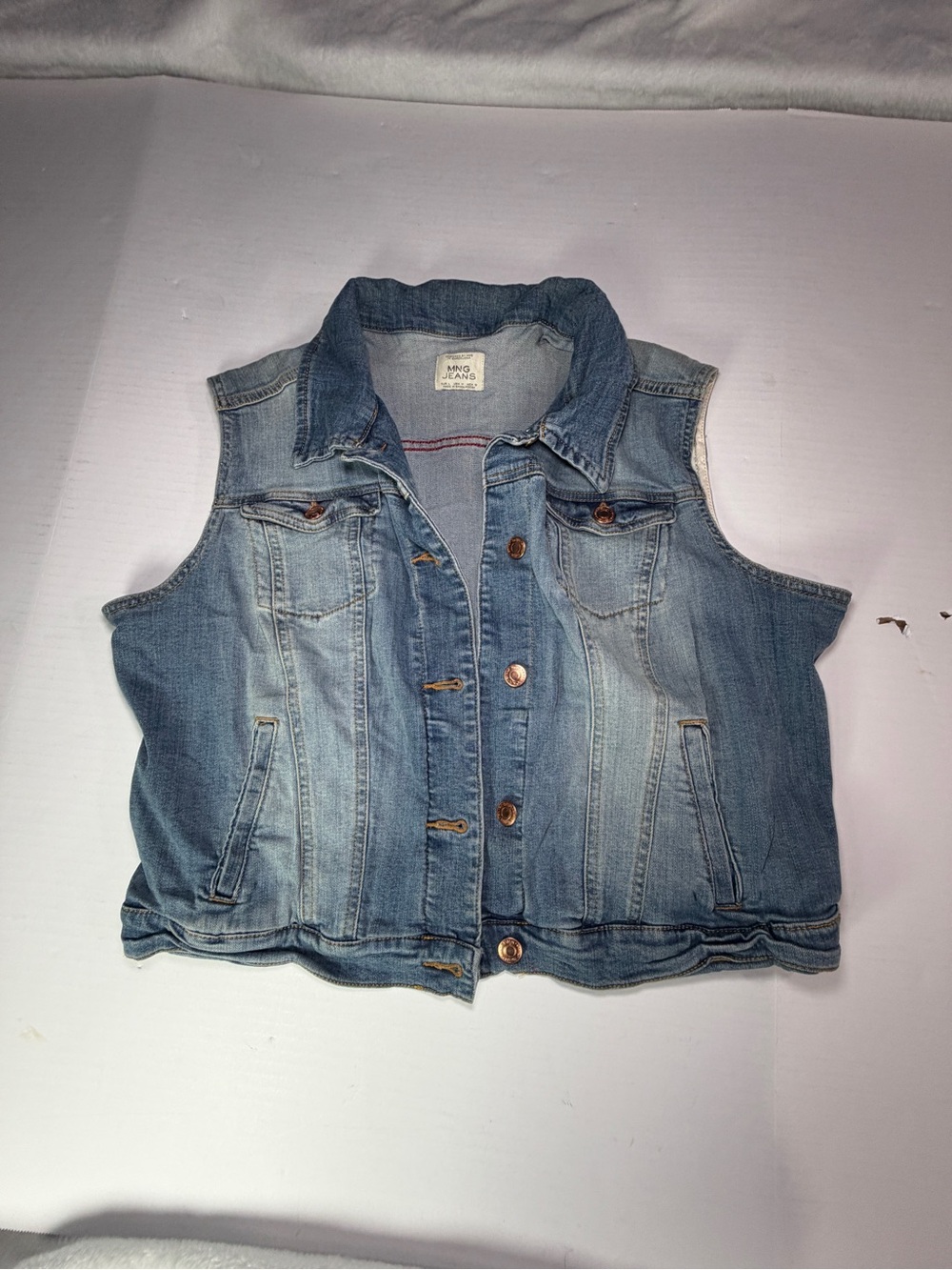 MNG Jeans Light Blue Denim Vest mango